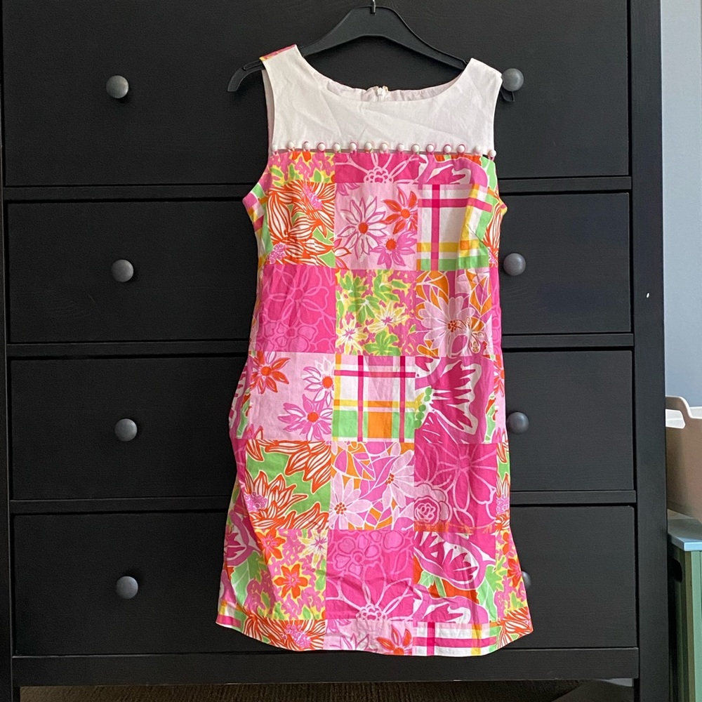 Lilly Pulitzer Patchwork Shift Dress w/ Beads